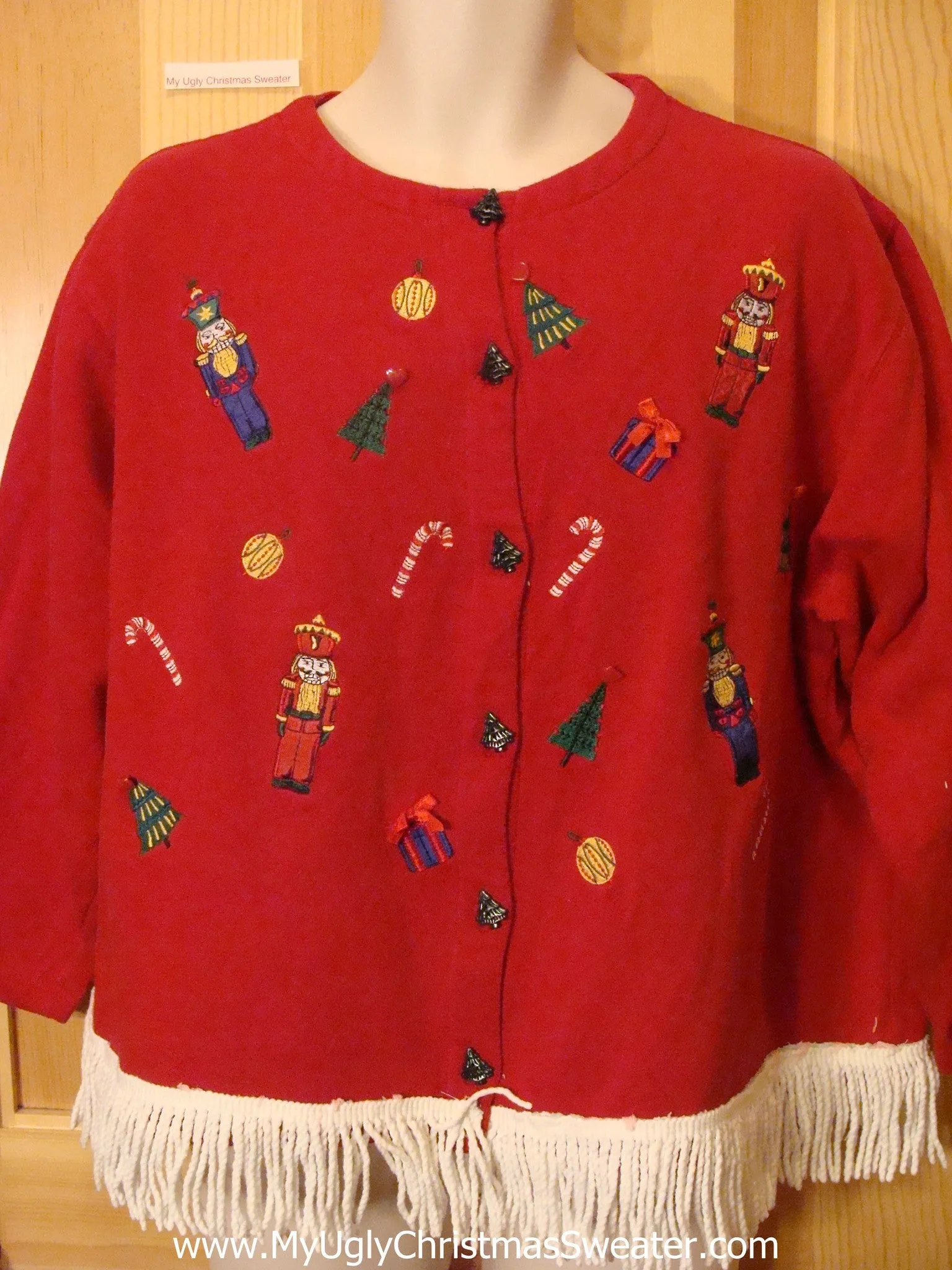 Tacky Red Christmas Sweatshirt with Fringe