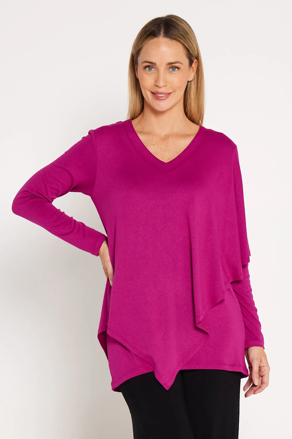 Tahiya Cape Top - Magenta