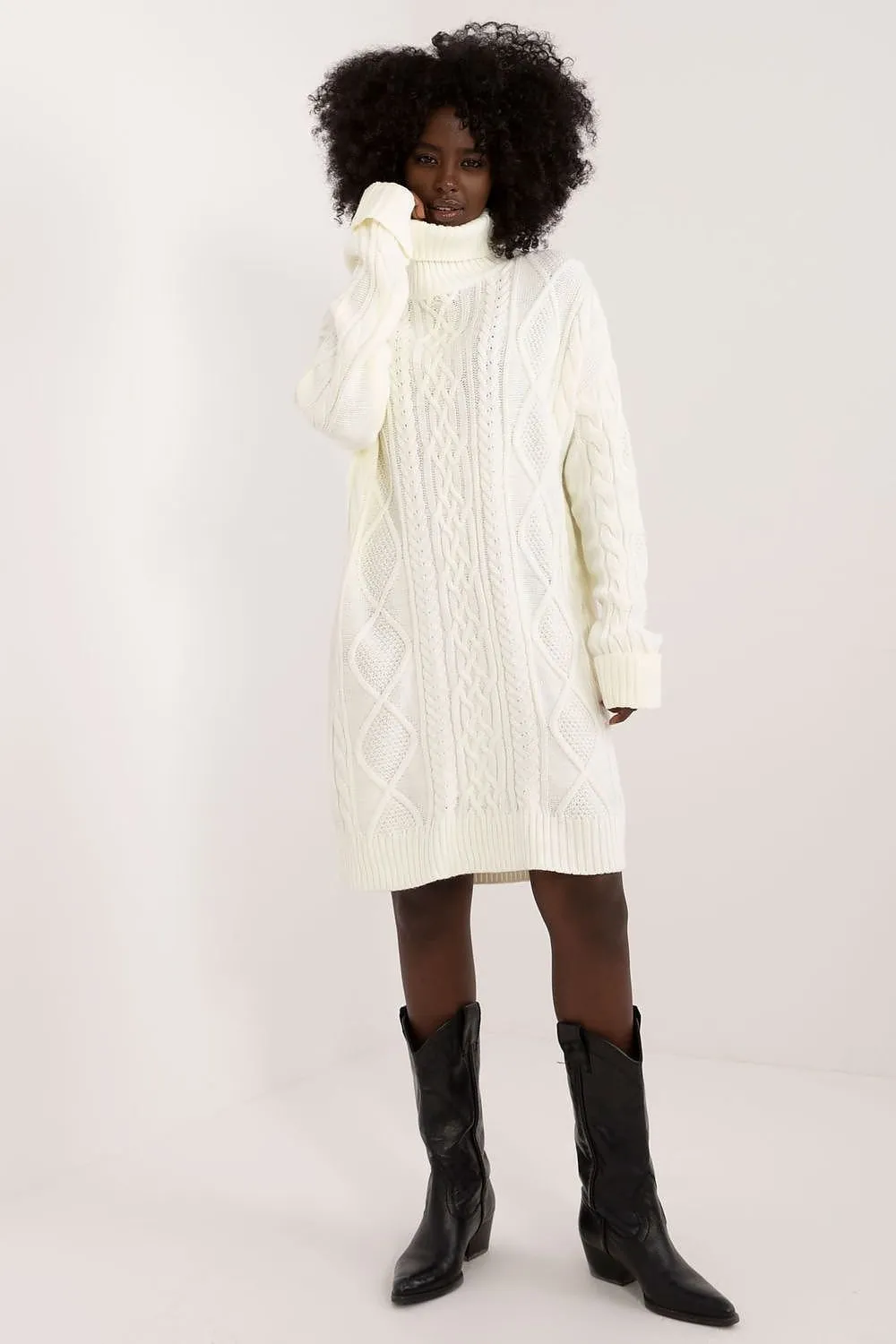 TEEK - Turtleneck Long Sweater Day Dress