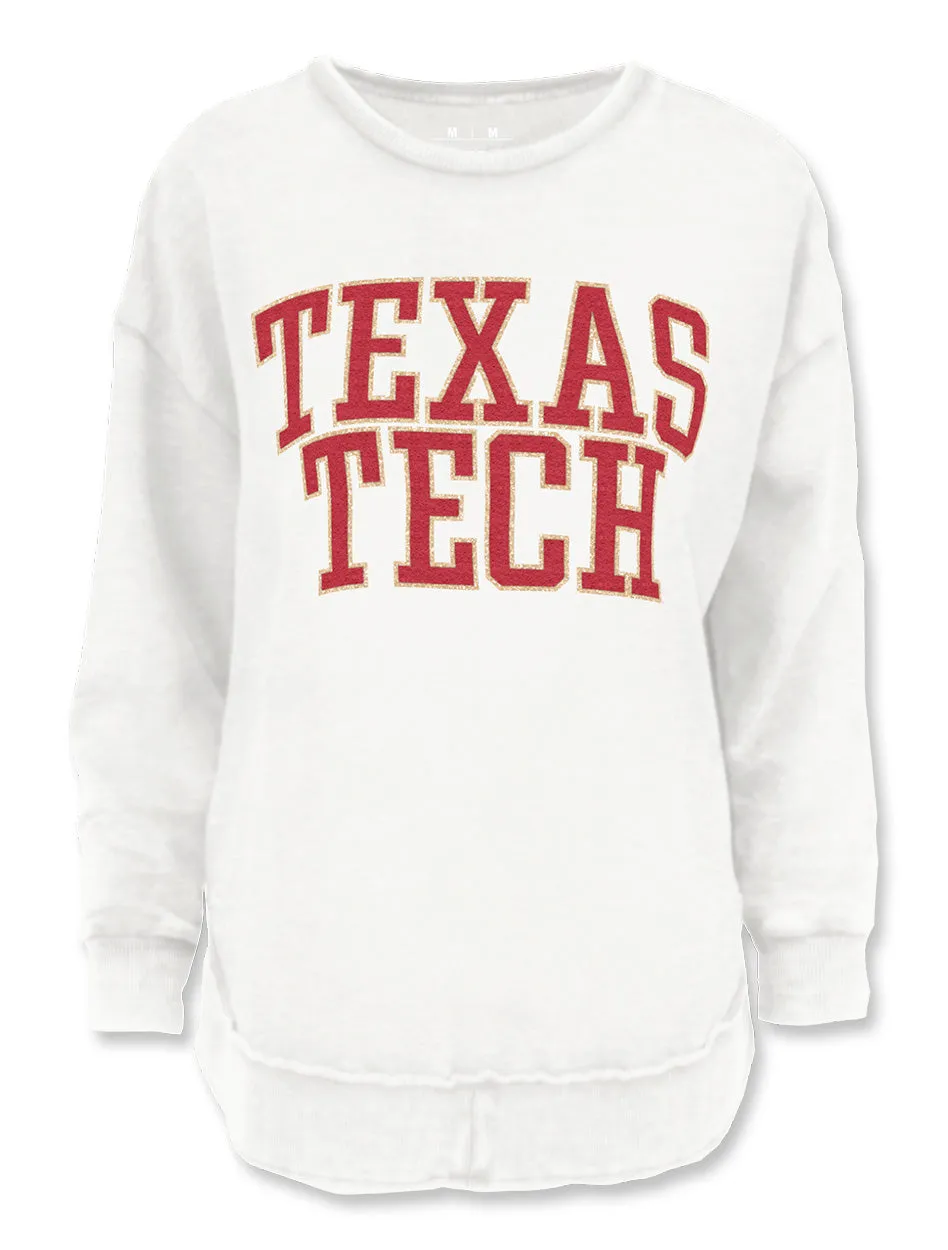 Texas Tech Press Box "Simply Chenille" Red on White Hi-Lo Fleece Sweatshirt