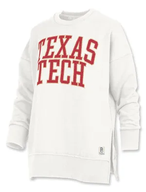 Texas Tech Press Box "Simply Chenille" Red on White Hi-Lo Fleece Sweatshirt