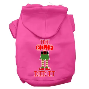 The Elf Did It Screen Print Dog Hoodie Bright Pink L