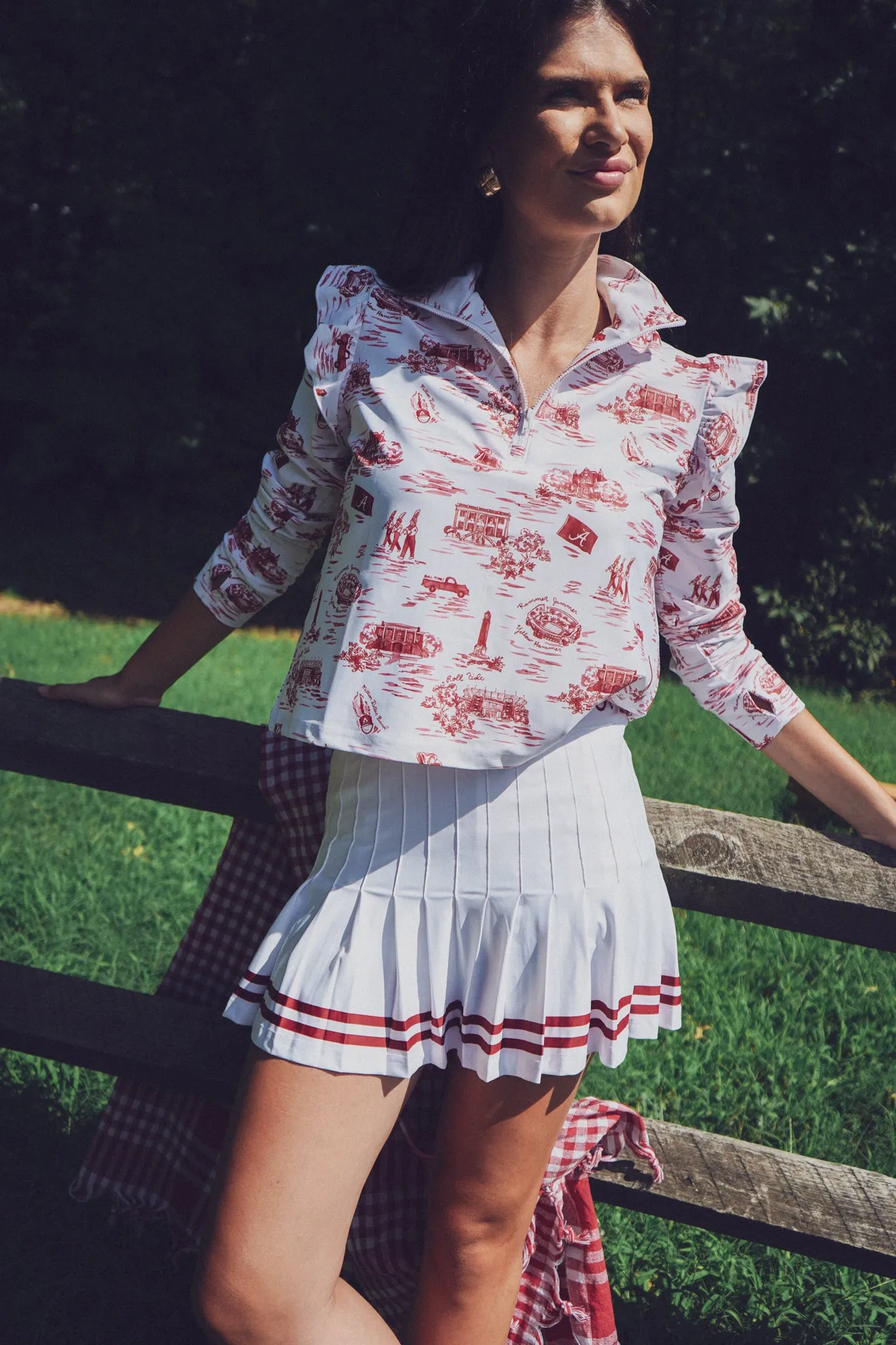 The Gwen Skort - White with Alabama Crimson