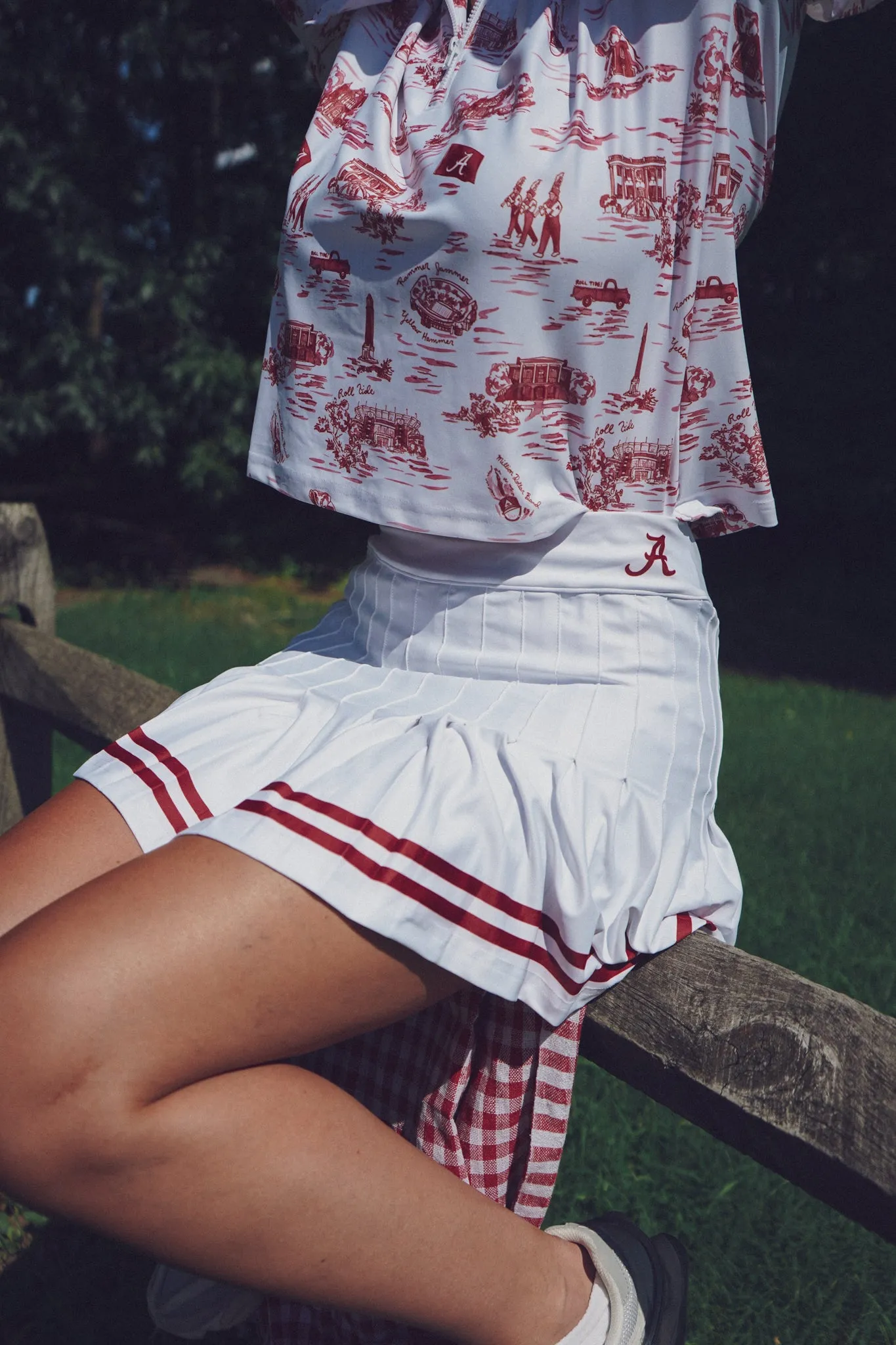 The Gwen Skort - White with Alabama Crimson