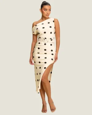 The Siena: Ivory Polka Dot Midi Dress