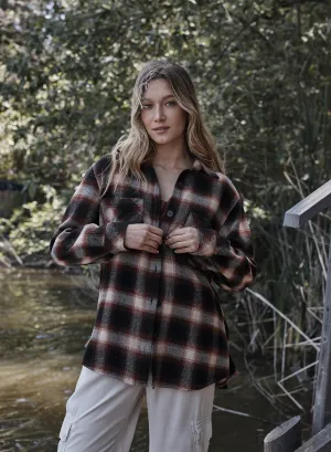 Two Pocket Oversize Shacket - Heritage Red Plaid