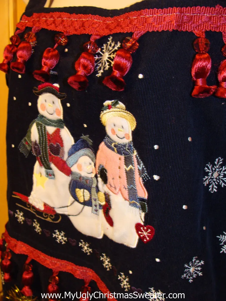 Ugly Christmas Sweater Party Tacky Dress Hanukkah Jumper Snowmen (d35)