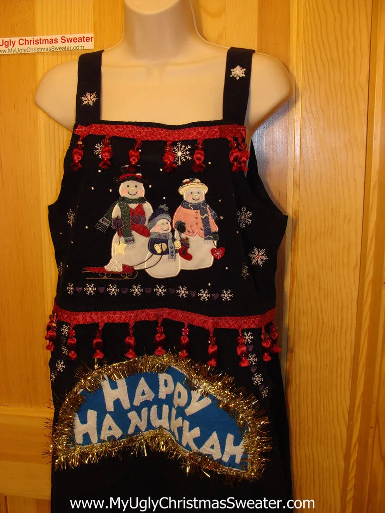 Ugly Christmas Sweater Party Tacky Dress Hanukkah Jumper Snowmen (d35)