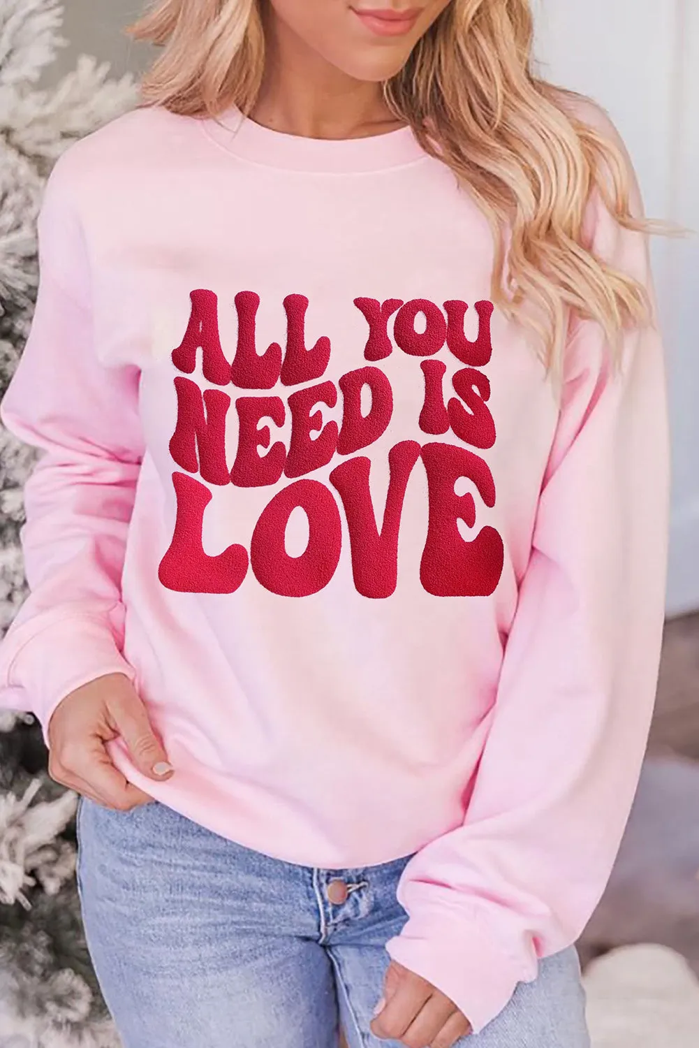 Valentine "ALL YOU NEED IS LOVE" Pink Sweatshirt