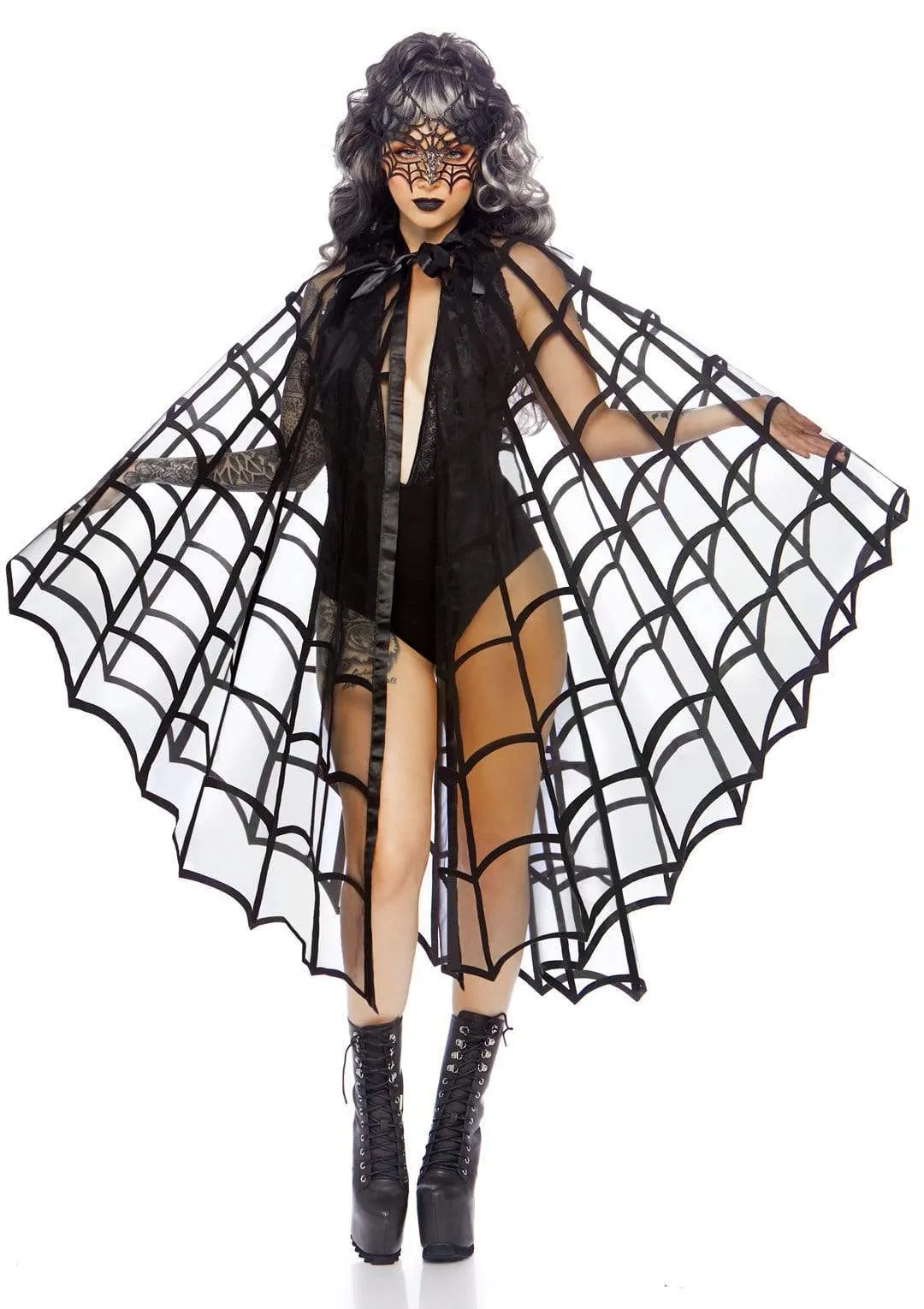 Velvet Flocked Spiderweb Cape