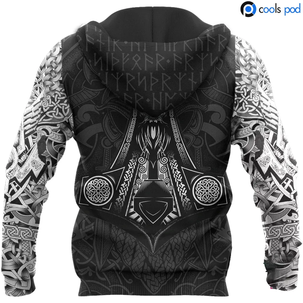 Vikings Hoodie Odin Tattoo Style On Hoodie For Men And Women, Viking Lover Gifts