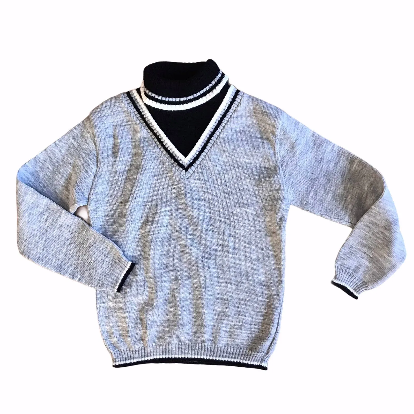 Vintage 60's Children's Grey Turtle Neck Mod Jumper / 4-5 Years