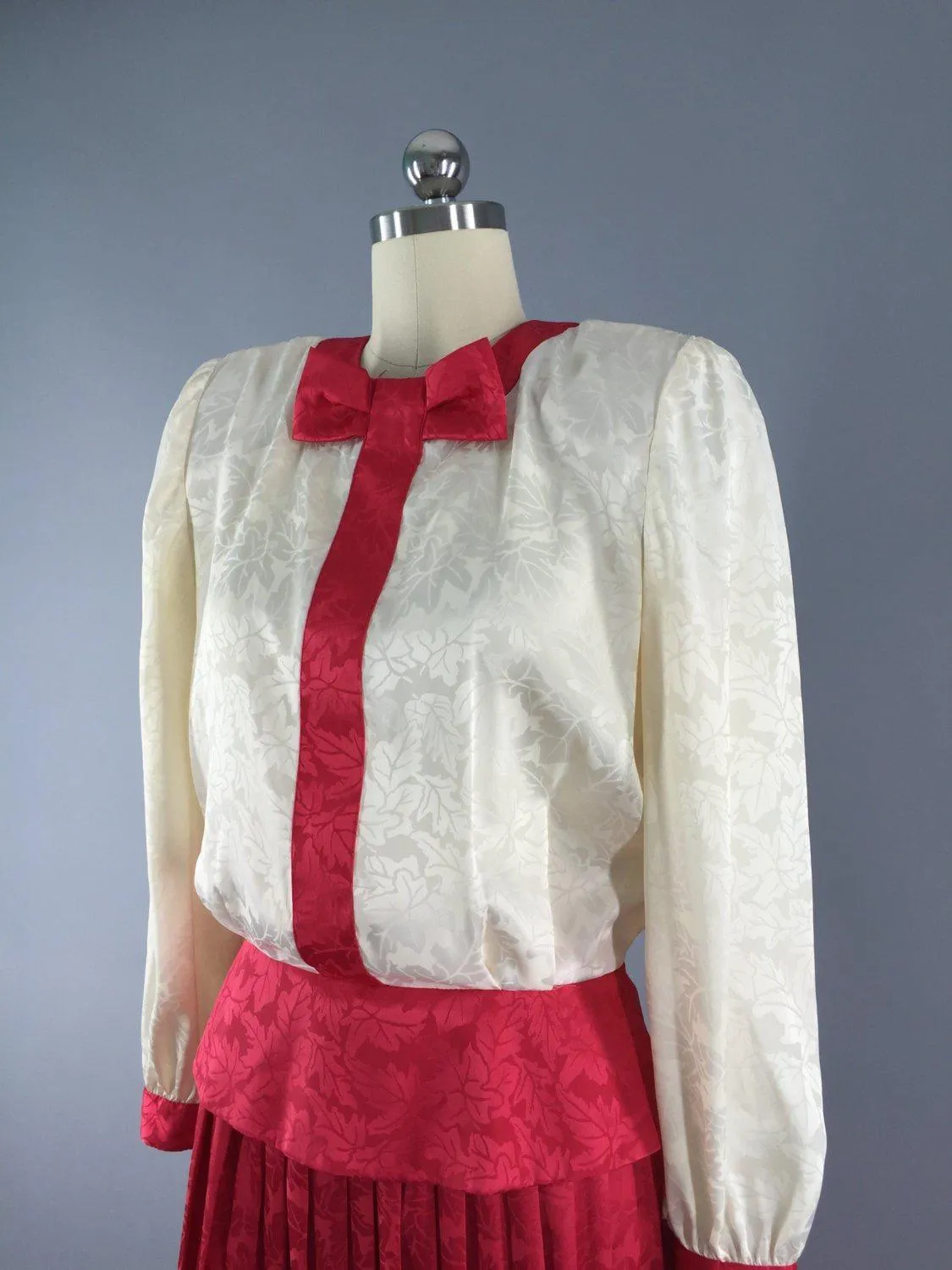 Vintage 80s Dress  /  Blouse and Skirt Set