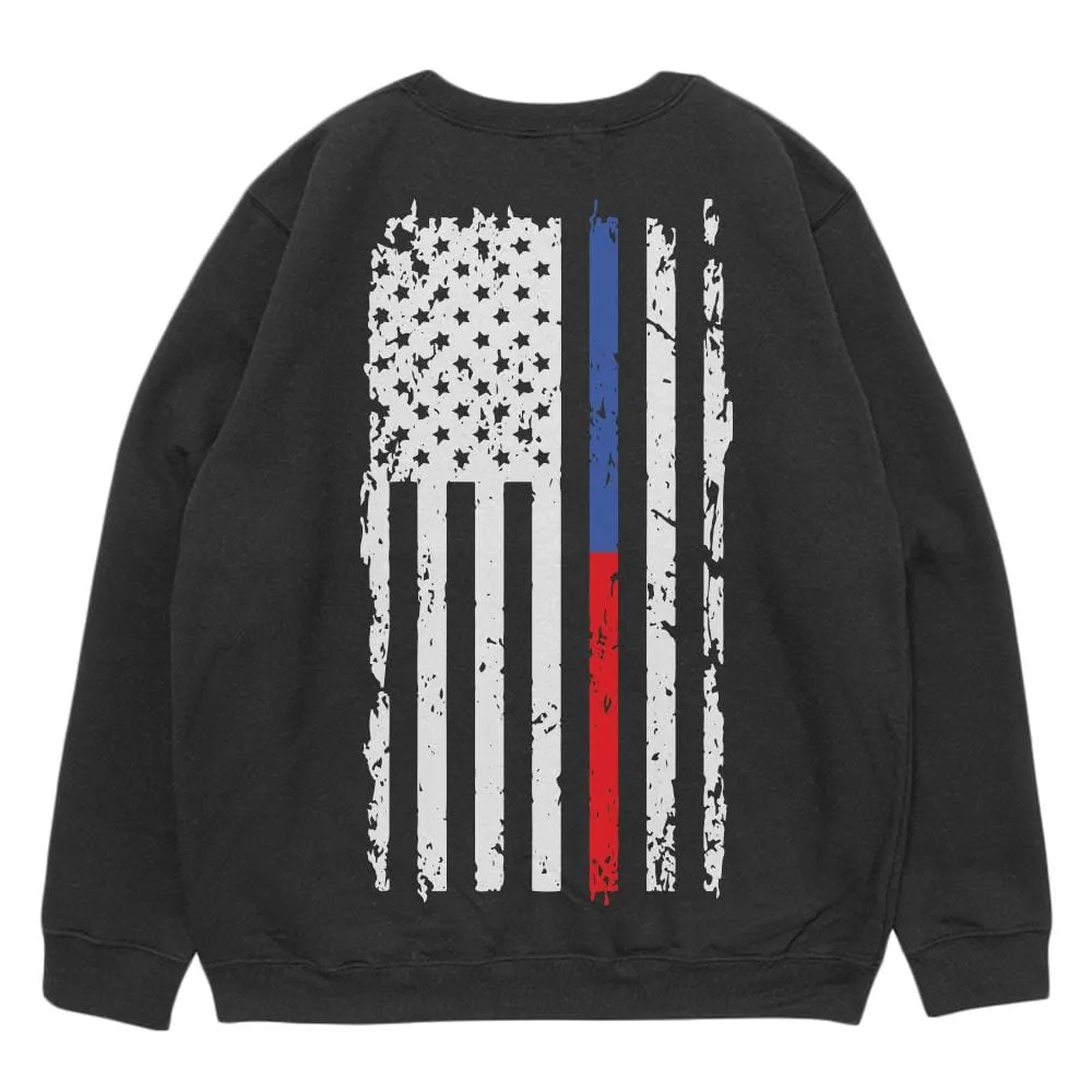 Vintage Flag Blue & Red Line Crewneck Sweatshirt