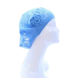 Womens Diamond Stripe Flower Beanie Hat