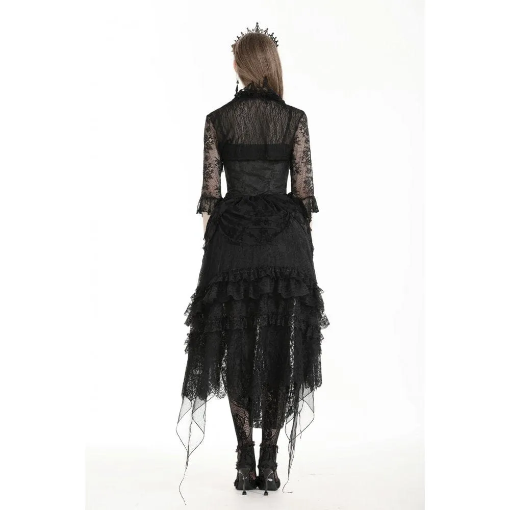 Women's Gothic Thorn Ruffled Lace Cape