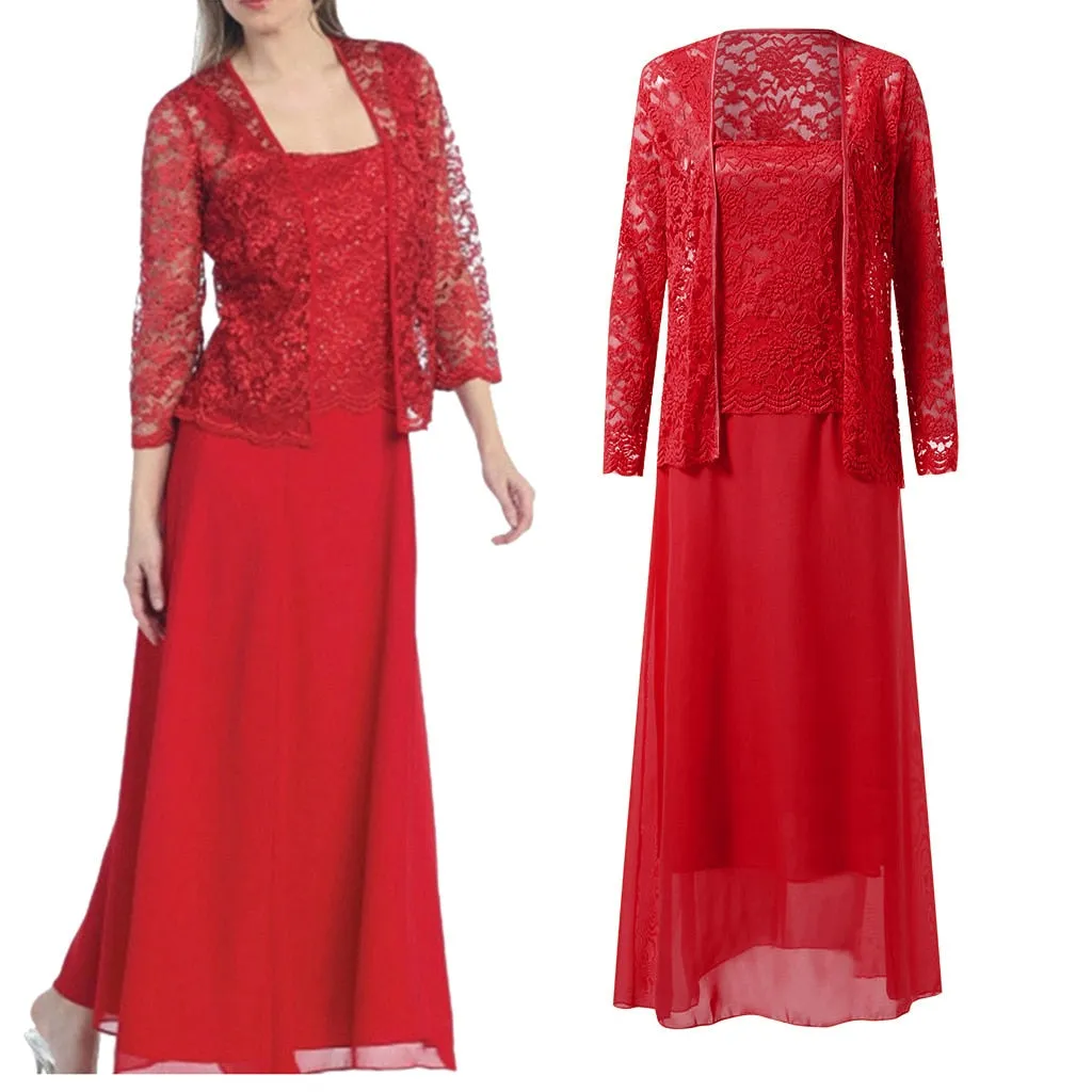 Women's Lace Embroidery Guest Wedding Party Dress - WD8079