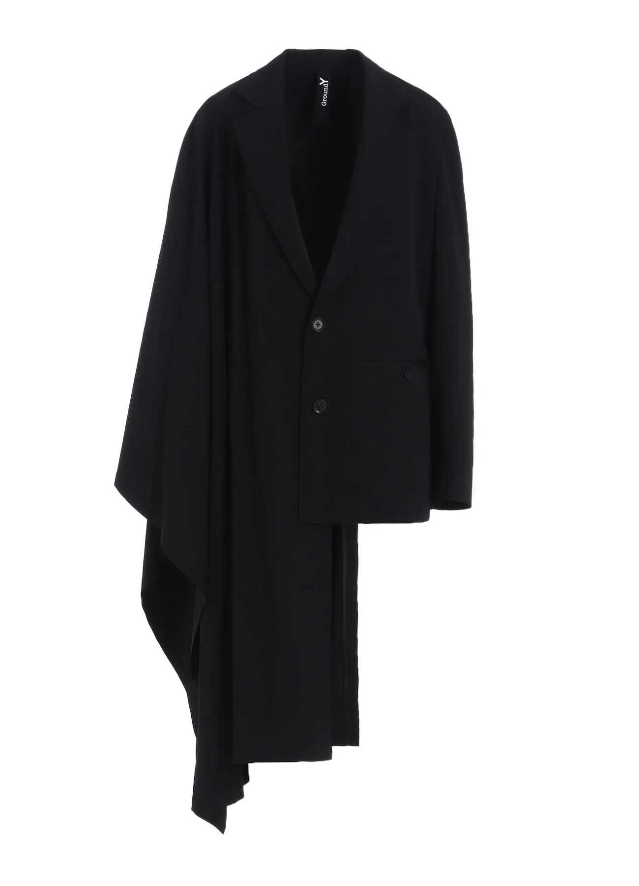 WOOL GABARDINE ASYMMETRIC CAPE-JACKET