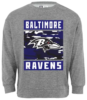 Zubaz NFL Men's Baltimore Ravens Heather Grey Camo Team Crewneck Sweatshirt